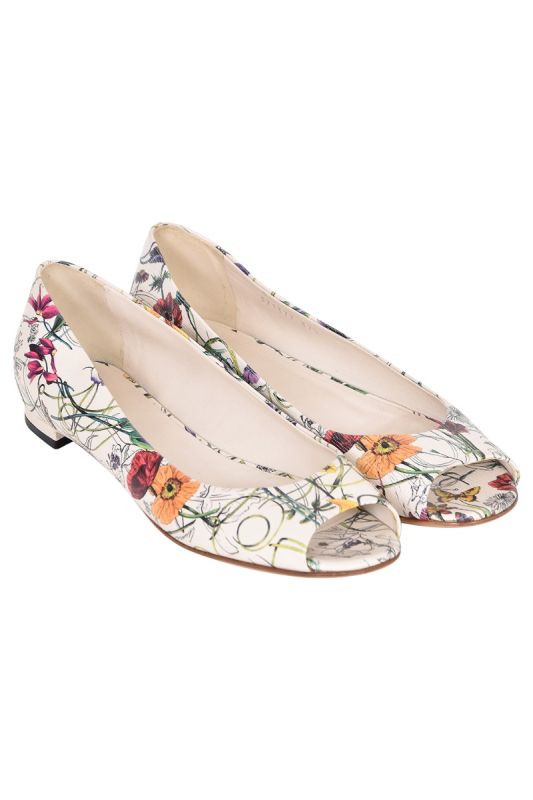 Gucci Floral Open Toe Flats