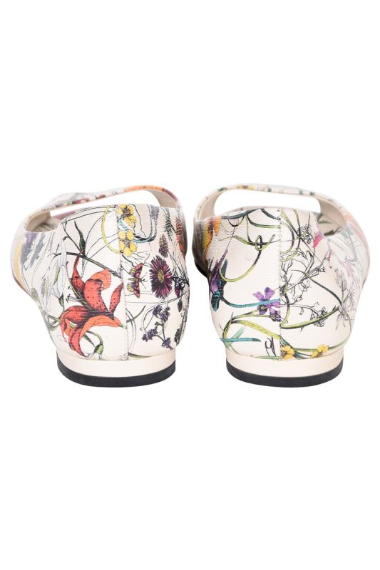 Gucci Floral Open Toe Flats
