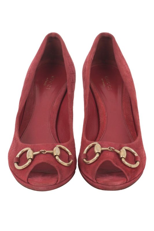 GUCCI FUCHSIA MICRO GUCCISSIMA SUEDE HROSEBIT PEEPTOES