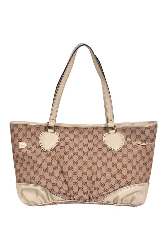 Gucci GG Beige Canvas Vintage Tote Bag