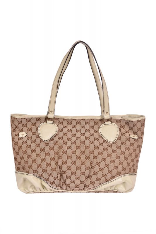 Gucci GG Beige Canvas Vintage Tote Bag