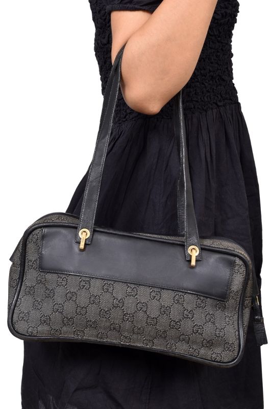 GucciGG Black Canvas Handbag