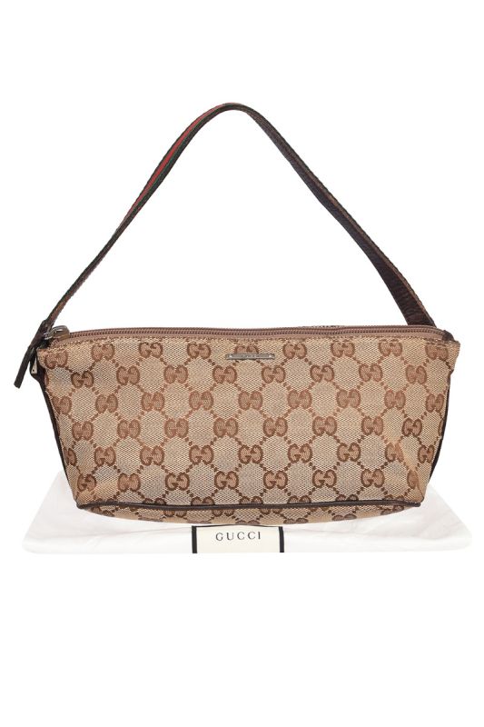 Gucci GG Canvas Web Boat Baguette Bag