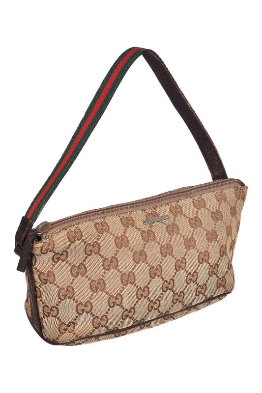 Gucci GG Canvas Web Boat Baguette Bag