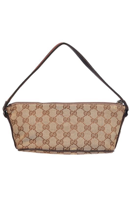 Gucci GG Canvas Web Boat Baguette Bag