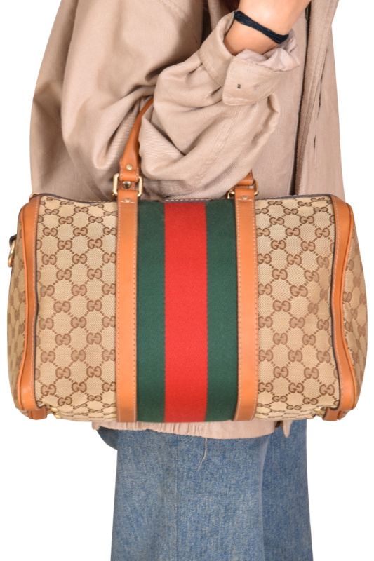 Gucci GG Canvas Web Boston Bag