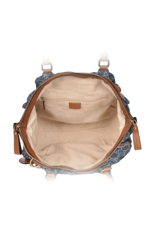GUCCI GG DENIM SUKEY MEDIUM BOSTON BAG