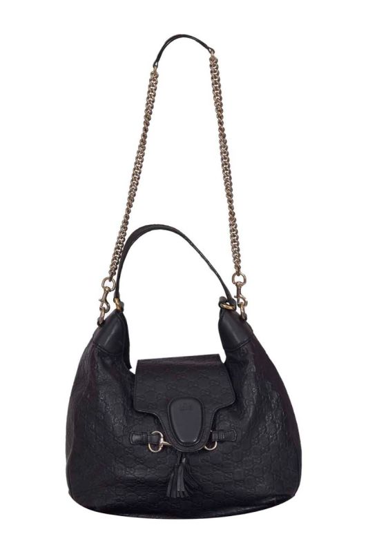 Gucci GG Guccissima Black Leather Hobo Bag