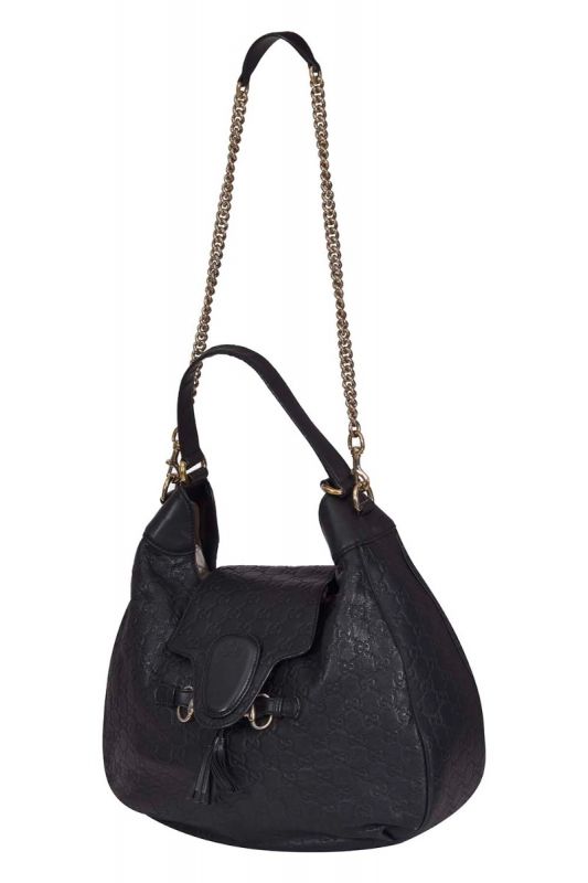 Gucci GG Guccissima Black Leather Hobo Bag
