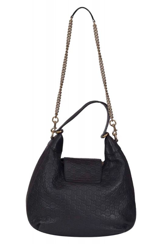 Gucci GG Guccissima Black Leather Hobo Bag
