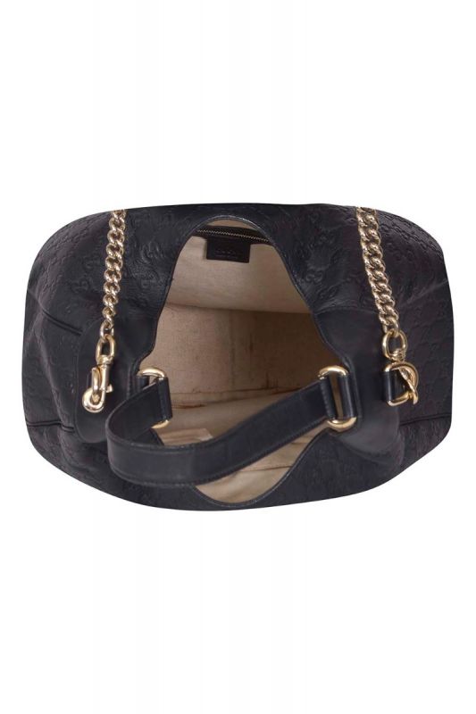Gucci GG Guccissima Black Leather Hobo Bag