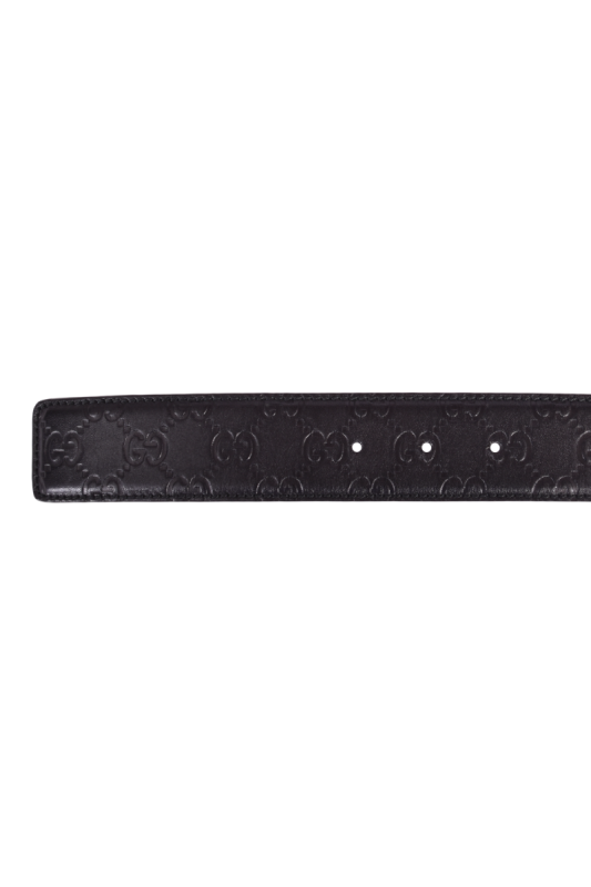 Gucci GG Interlock Monogram Black Leather Belt