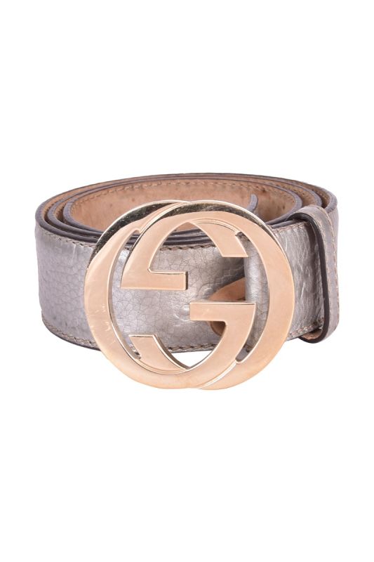 Gucci GG Interlocking Buckle Leather  Belt
