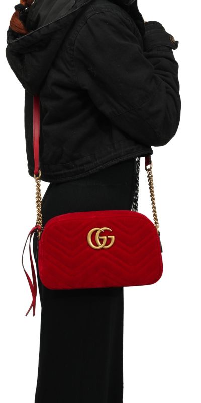 Gucci GG Marmont Small Camera Velvet Sling Bag