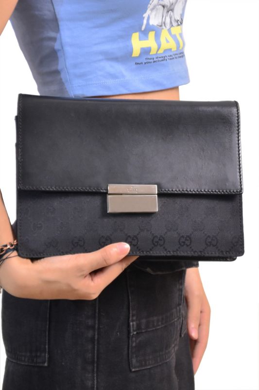 Gucci GG Monogram Canvas Black Clutch