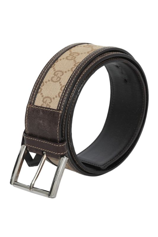 Gucci GG Monogram Canvas Leather Belt