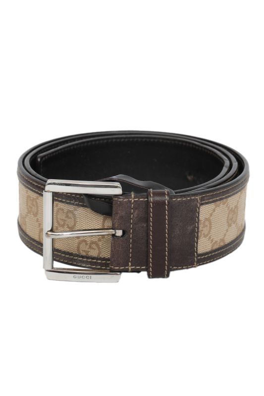 Gucci GG Monogram Canvas Leather Belt