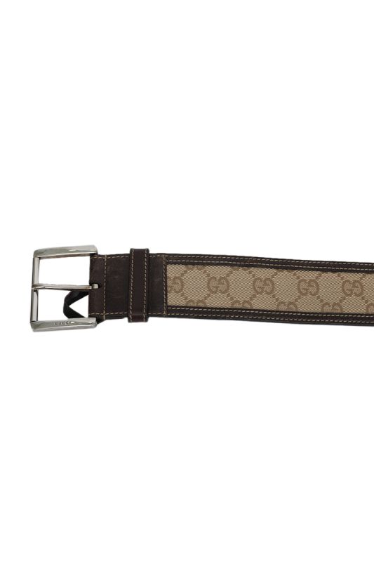 Gucci GG Monogram Canvas Leather Belt