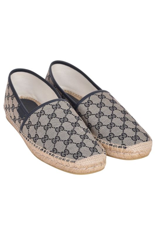 Gucci GG Monogram Canvas Leather Espadrilles