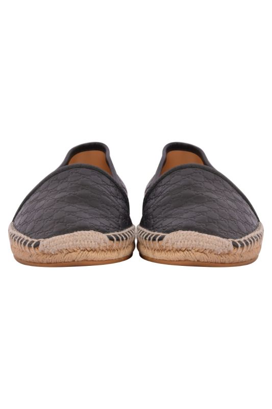 Gucci GG Monogram Unisex Balck Leather Espadrilles  
