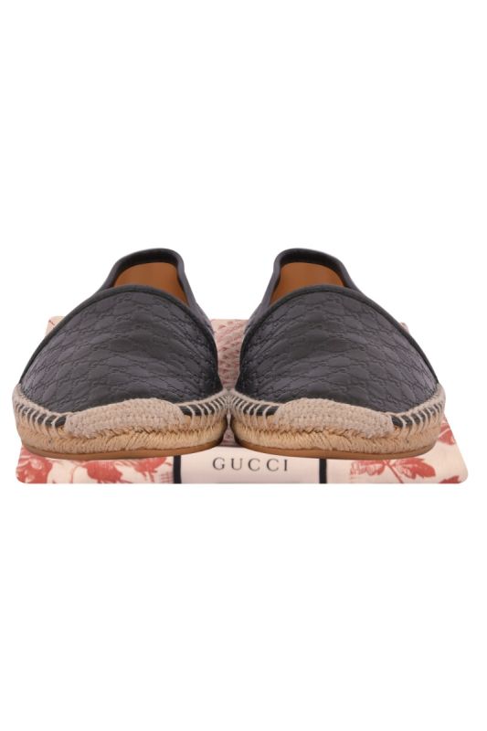 Gucci GG Monogram Unisex Balck Leather Espadrilles  