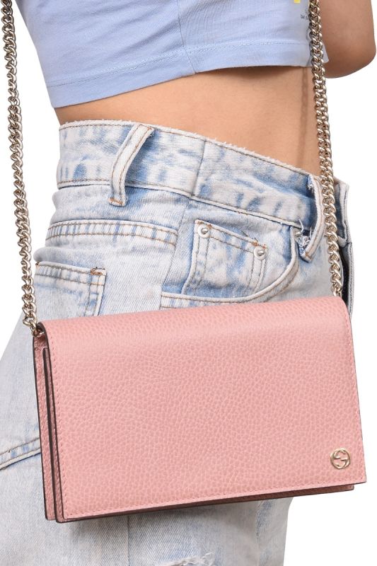 Gucci GG Pink Leather Chain Sling Bag