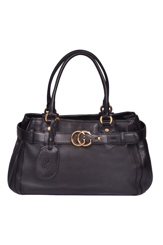 Gucci GG Running Black Leather Tote Bag