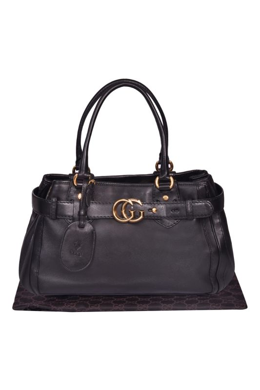 Gucci GG Running Black Leather Tote Bag