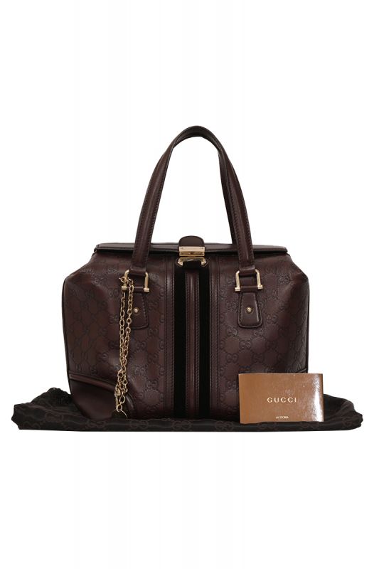 GUCCI GG SIGNATURE TREASURE BOSTON BAG