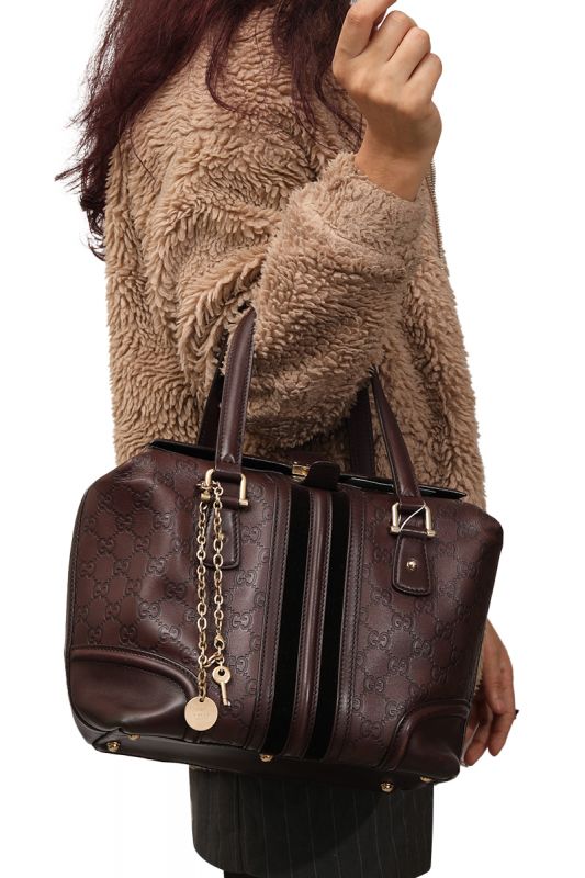 GUCCI GG SIGNATURE TREASURE BOSTON BAG