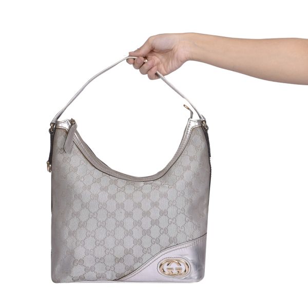 GUCCI GG SILVER METALLIC HOBO BAG