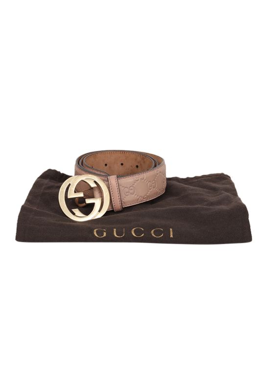 Gucci GG Size 38 Inches/ 95 cms Interlocking Web Buckle Belt