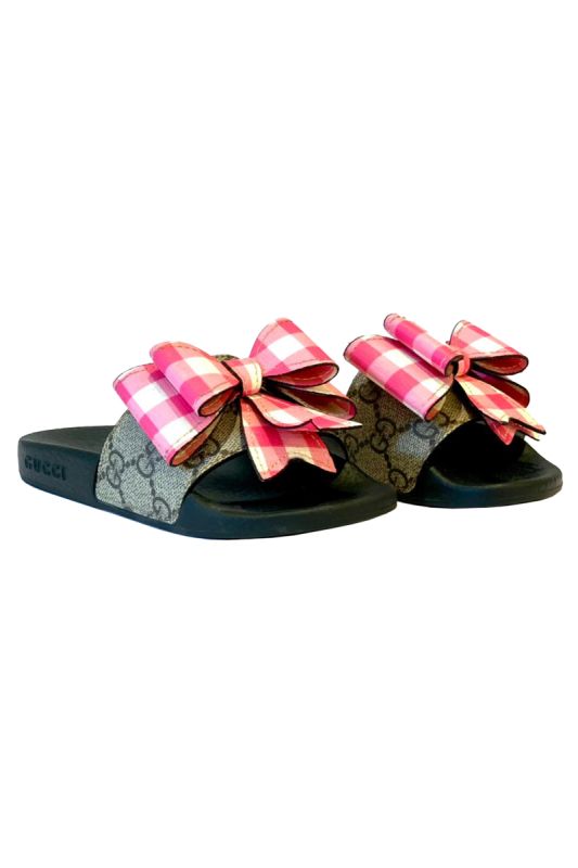 GUCCI GG SUPREME BOW SLIDERS