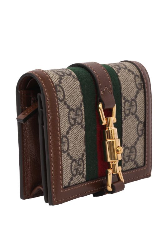 Gucci GG Unisex Street Style Leather Chain Logo Card Holder