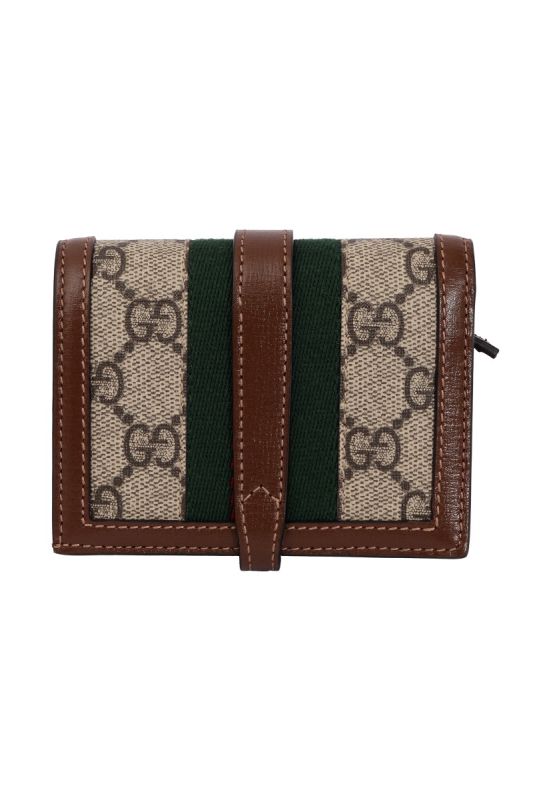 Gucci GG Unisex Street Style Leather Chain Logo Card Holder