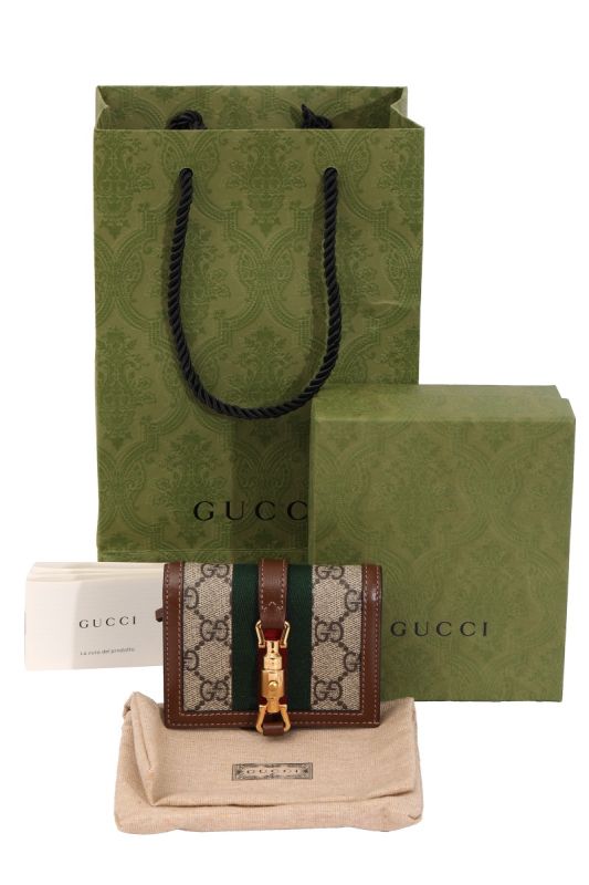 Gucci GG Unisex Street Style Leather Chain Logo Card Holder
