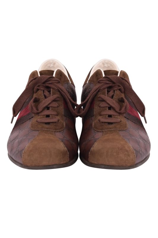 Gucci GG Web Monogram Leather Sneakers