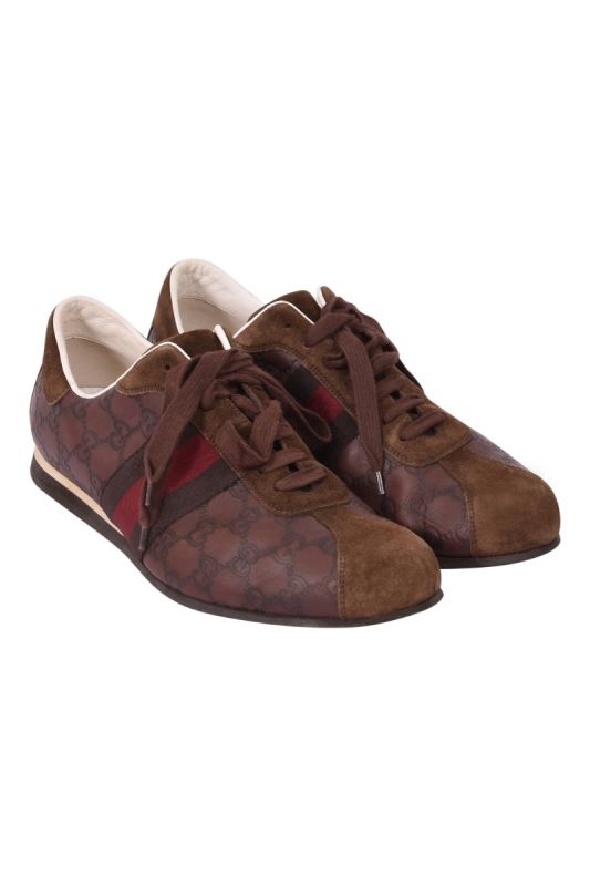 Gucci GG Web Monogram Leather Sneakers