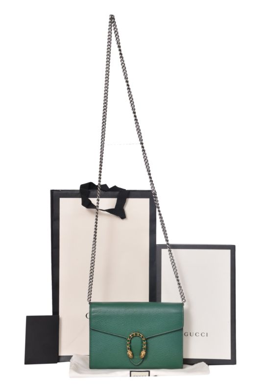 Gucci Green Leather Mini Dionysus Sling Bag