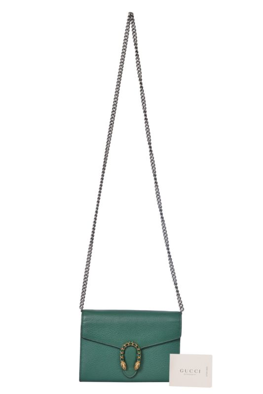 Gucci Green Leather Mini Dionysus Sling Bag