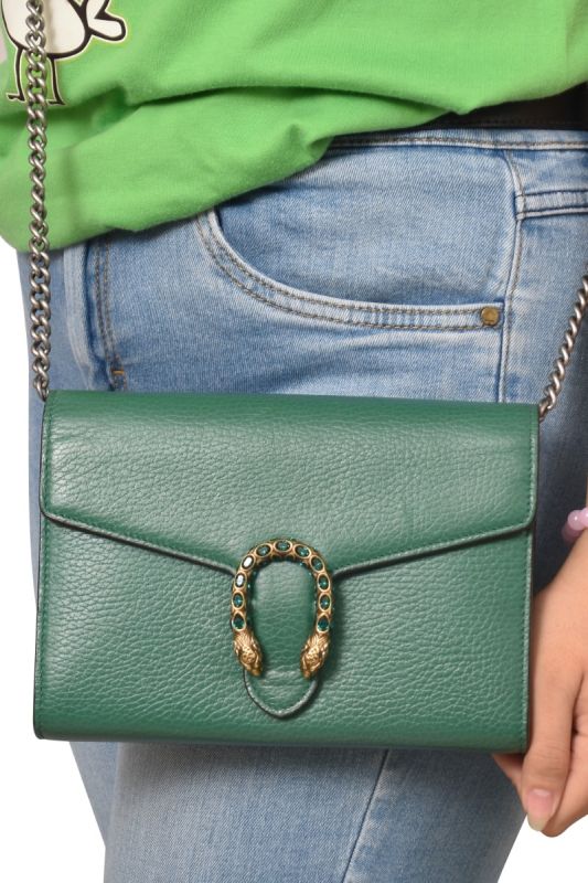 Gucci Green Leather Mini Dionysus Sling Bag