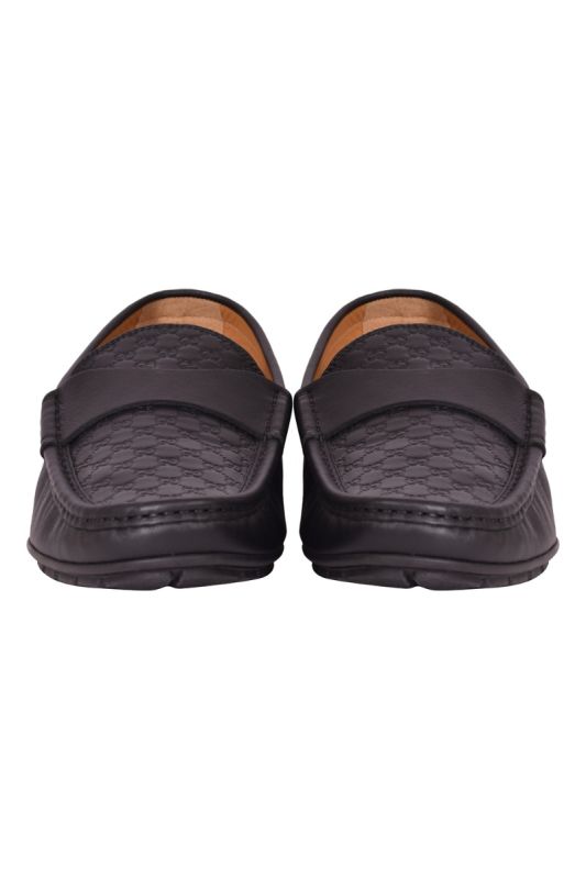 Gucci Guccissima Embossed GG Black Driving Loafer