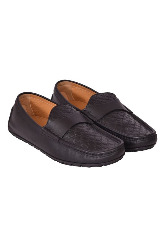 Gucci Guccissima Embossed GG Black Driving Loafer