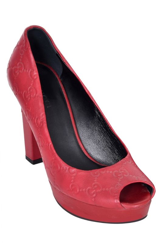 Gucci Guccissima GG Peep Toe Pumps