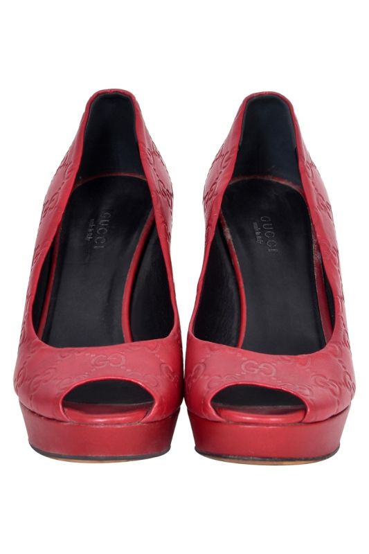 Gucci Guccissima GG Peep Toe Pumps