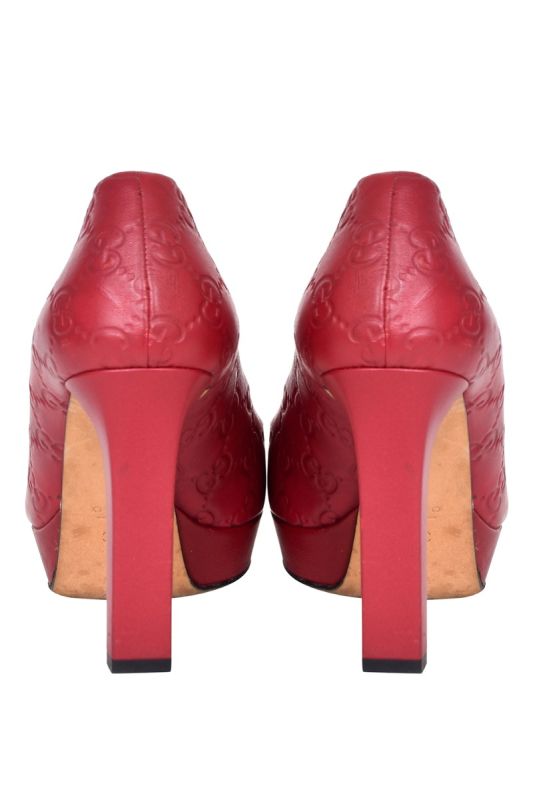 Gucci Guccissima GG Peep Toe Pumps