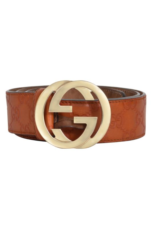 Gucci Guccissima Interlocking Signature Leather Buckle Belt