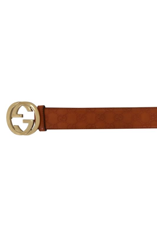 Gucci Guccissima Interlocking Signature Leather Buckle Belt