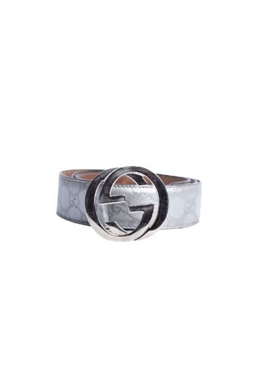 Gucci Guccissima Silver Buckle Belt