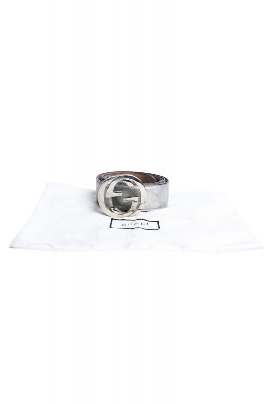 Gucci Guccissima Silver Buckle Belt